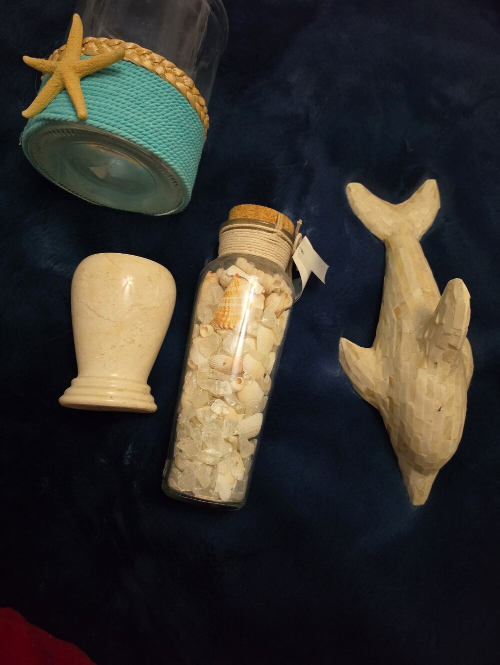 Coastal Decorative Jar with Seashells and Starfish Accent